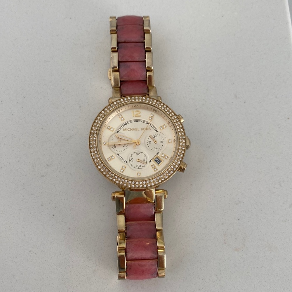 Michael Kors watch - gold with pink band